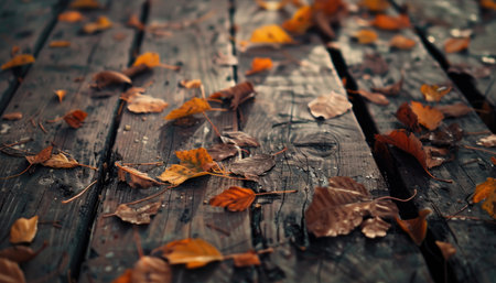 Autumn leaves on a wooden background. Selective focus. nature.の素材