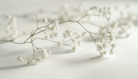 White gypsophila flowers on a white background. Selective focus.の素材