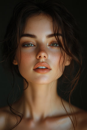 Portrait of a beautiful young woman with natural make-up.の素材