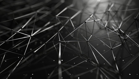 Abstract polygonal space low poly dark background with connecting dots and lines. Connection structure. 3d renderingの素材
