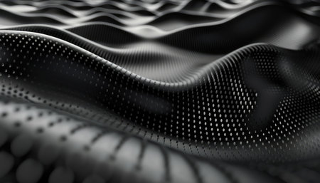 3d rendering of abstract wavy background in black and white colorsの素材