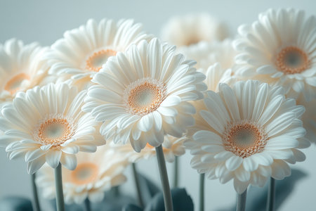 Beautiful white gerbera daisy flowers on white background.の素材