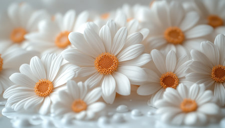Beautiful white daisies on a white background. Selective focus.の素材