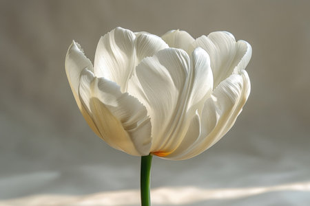 White tulip on a light background, close-up, macroの素材