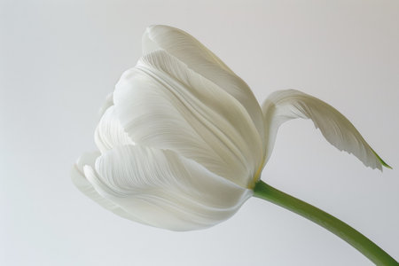 White tulip isolated on white background. Close-up. Studio shot.の素材