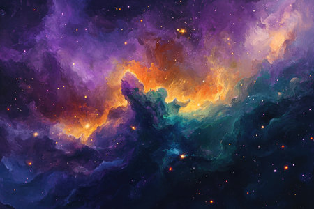 Cosmic space and stars, color cosmic abstract background with nebulaの素材