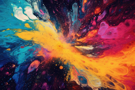 abstract colorful background of oil paint in the form of a rainbowの素材