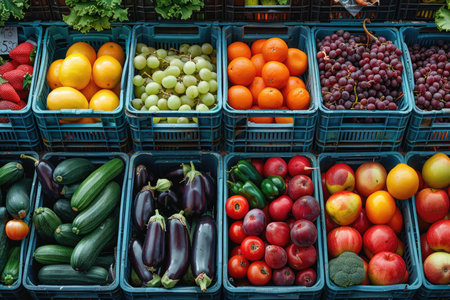 Fruits and vegetables at a farmers market in the Provence, Franceの素材