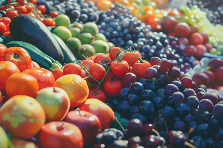 Fruits and vegetables at the farmers market. Selective focus. nature.の素材