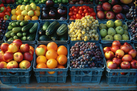 Fruits and vegetables at a farmers market in the Provence, Franceの素材