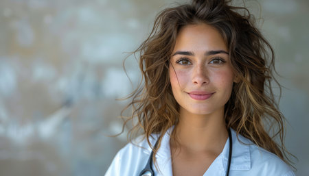 Portrait of a beautiful young female doctor with a stethoscopeの素材