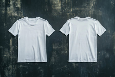 Blank white t-shirt mockup on grunge background.の素材