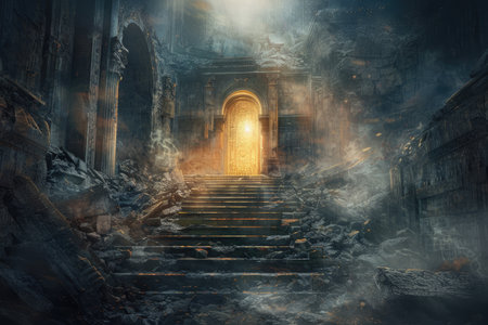 Mystical ruins of an abandoned church. 3D Renderingの素材