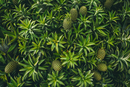 Pineapple tree background. Pineapples grow in the garden.の素材