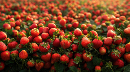 Strawberry field in the countryside of Thailand. Selective focus.の素材