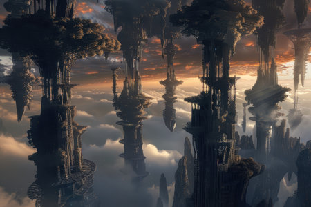 Fantasy alien planet. 3D illustration. 3D rendering.の素材