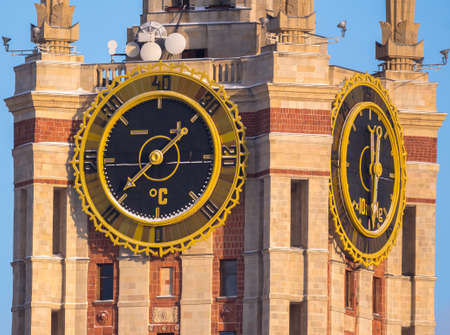 Giant tower clocks of Moscow State Universityの写真素材