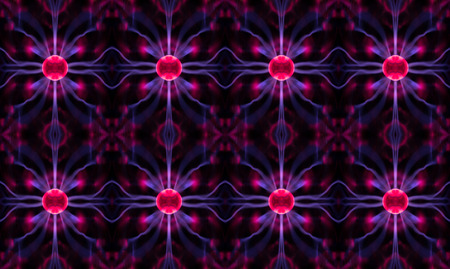 An abstract view of plasma vortexes, crystal structure lattice or networking made of single elementsの写真素材
