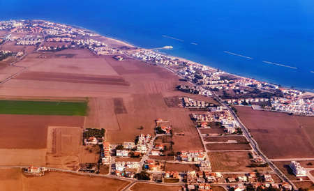 Aerial view of Cyprus surrounded by azure sea