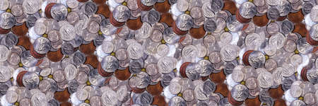Background of various metallic coins close upの写真素材