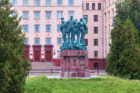 Moscow, Russia - April 5 2021: Fragments of building in campus of Moscow universityのeditorial素材