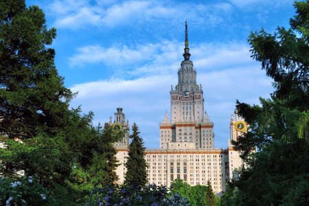 Moscow, Russia - August 12 2021: Campus buildings of famous Moscow university under dramatic cloudy sky in summerのeditorial素材
