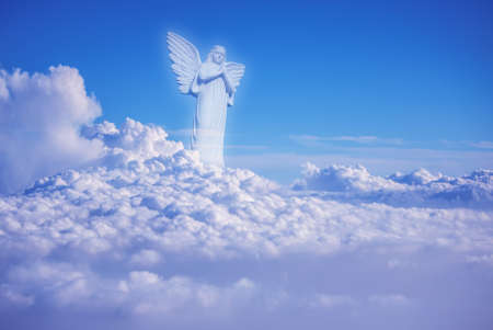 Guardian Angel looking down with thoughtful expressionの写真素材