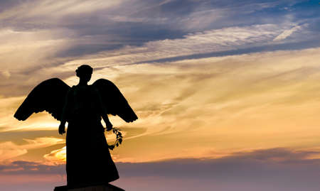 Angel Silhouette over bright sky background