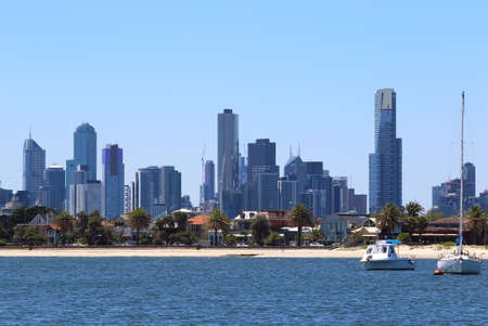 Melbourne City View from St Kilda Pier Australiaの写真素材