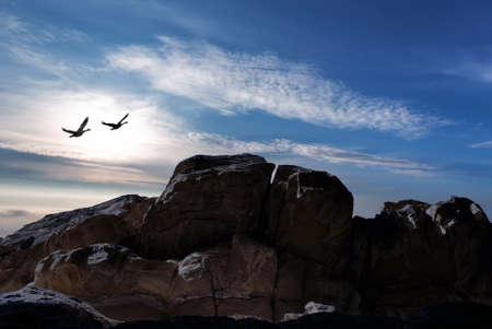 Majestic mountains landscape with copy spaceの写真素材