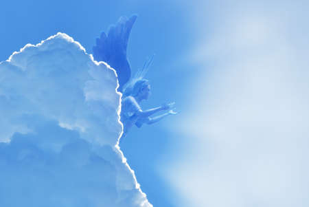 Magical angel in heaven Light at the End of the Tunnel conceptの写真素材