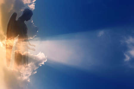 Angel in heaven Religious and Light at the End of the Tunnel Conceptsの写真素材