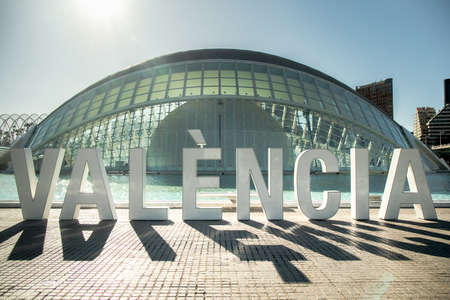 View from Queen Sofia Palace of the Arts, Futuristic architecture, City of Artsのeditorial素材
