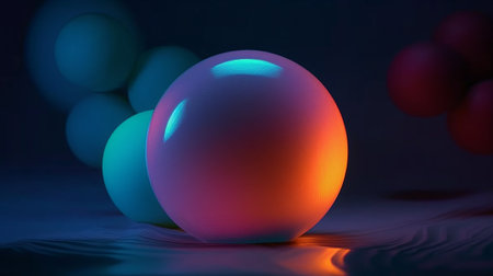 Colorful balls on a dark background. 3d rendering. Computer digital drawing.の素材