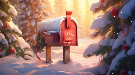 3d rendering of a mailbox with a Christmas lettering in it.の素材
