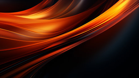 abstract orange and black background with smooth wavy lines in itの素材
