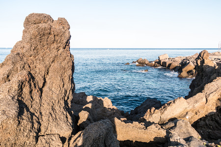 Coastal Scape of oriental Sicily ionian seaの写真素材