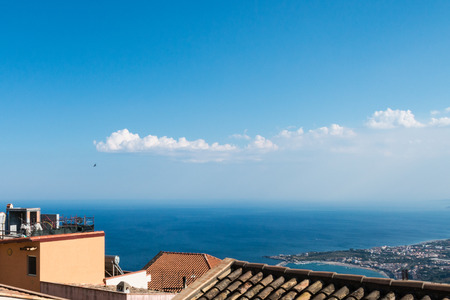 View of Castelmola very beautiful town in Sicilyの写真素材