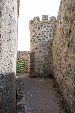 Ancient Watchtower made by lava stone and maltaのeditorial素材