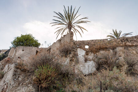 ruin in a small sicilian villageの写真素材