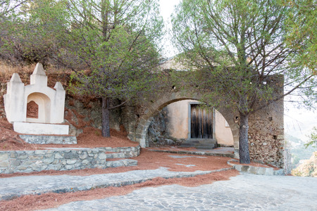 Very Old Church on hill in sicilian villageの写真素材