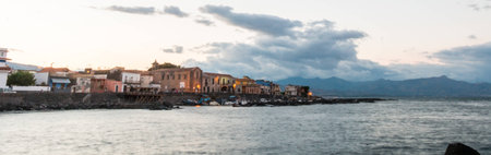 sicilian city on eastern coastの写真素材