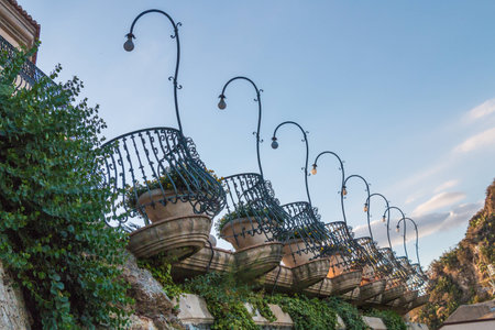 Very beautiful Balconies round with lamps aの写真素材