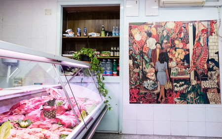 Meats and prepared Italian craft butcher Sicilianのeditorial素材