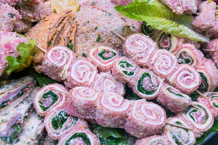 Meats and prepared Italian craft butcher Sicilianの写真素材