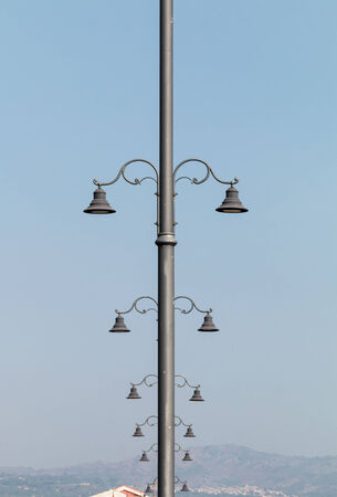 Ornamental Street Lamps in the village walkwayの写真素材