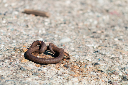 Rusty chains for small fishing boats in Ripostoの写真素材