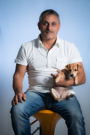Man and dogの写真素材