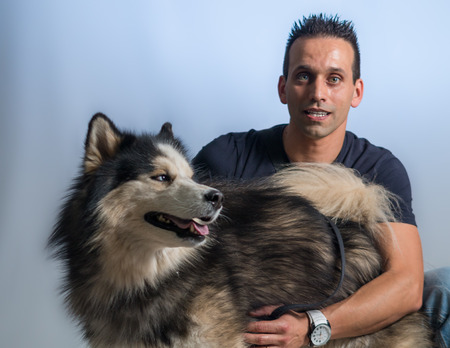 Man and dogの写真素材