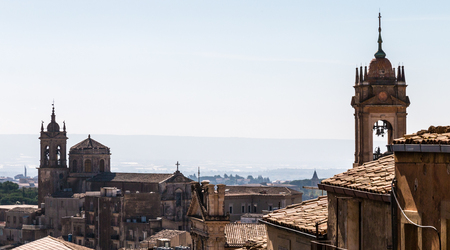 Famous city of Caltagirone Sicily known for its ceramicsの写真素材